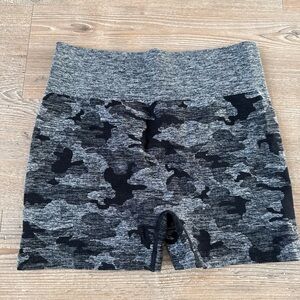 Black Camo Print Athletic Spandex Shorts